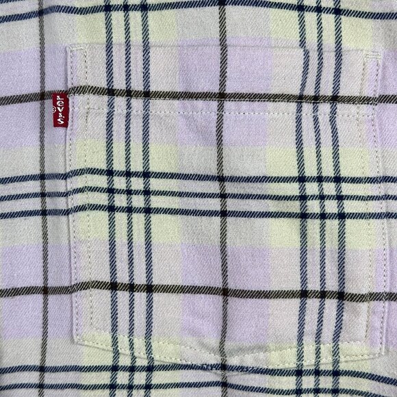 Levis Womens Oversized Lavender Plaid Long Sleeve Button-Up Flannel Shirt M - Picture 4 of 10